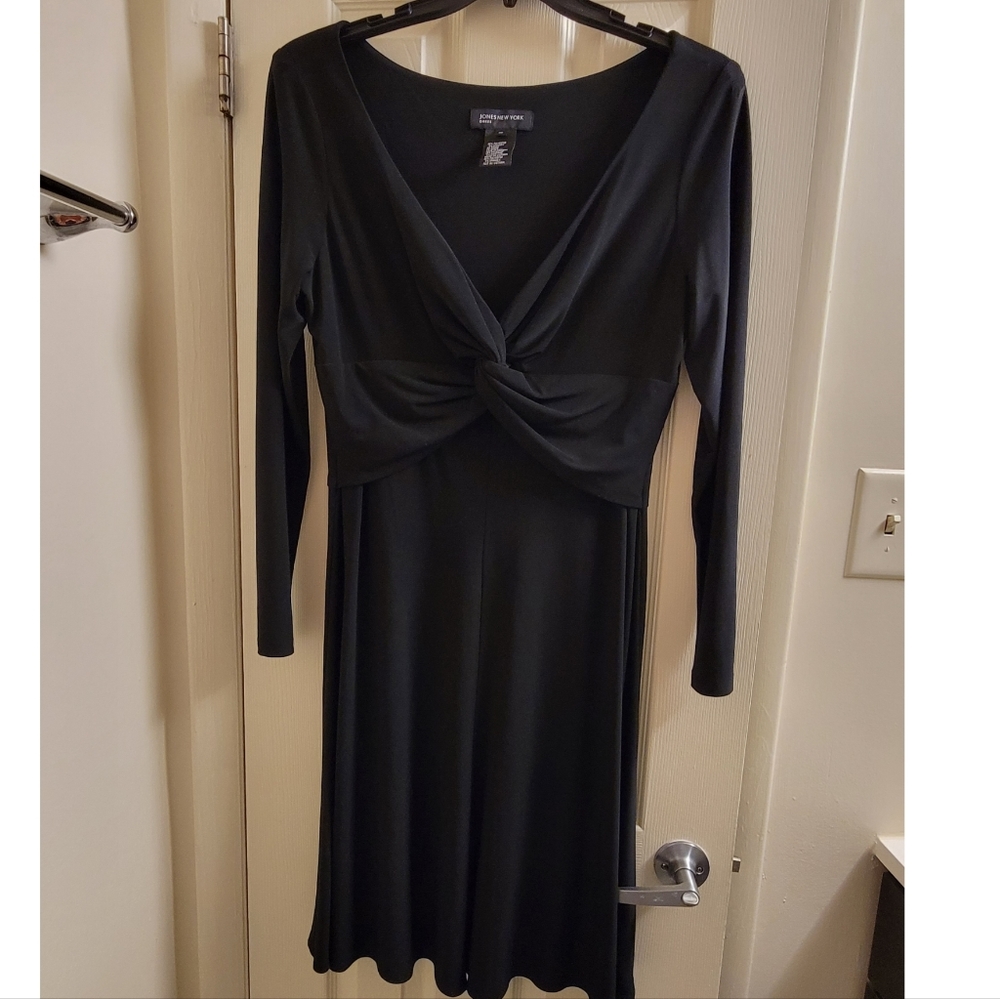 Vintage Jones New York Size 16 Black Long Sleeve Dress - Picture 3 of 9